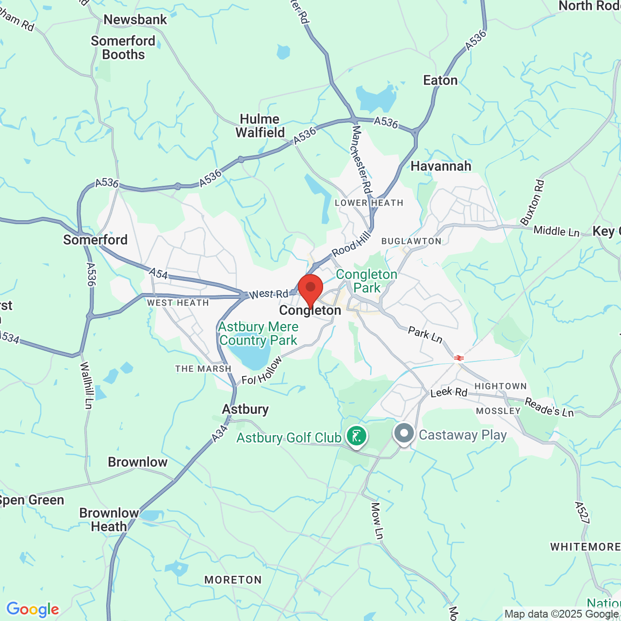 Map showing location of KFC - Unit B, Viking Way, Congleton, United Kingdom, CW12 1TT