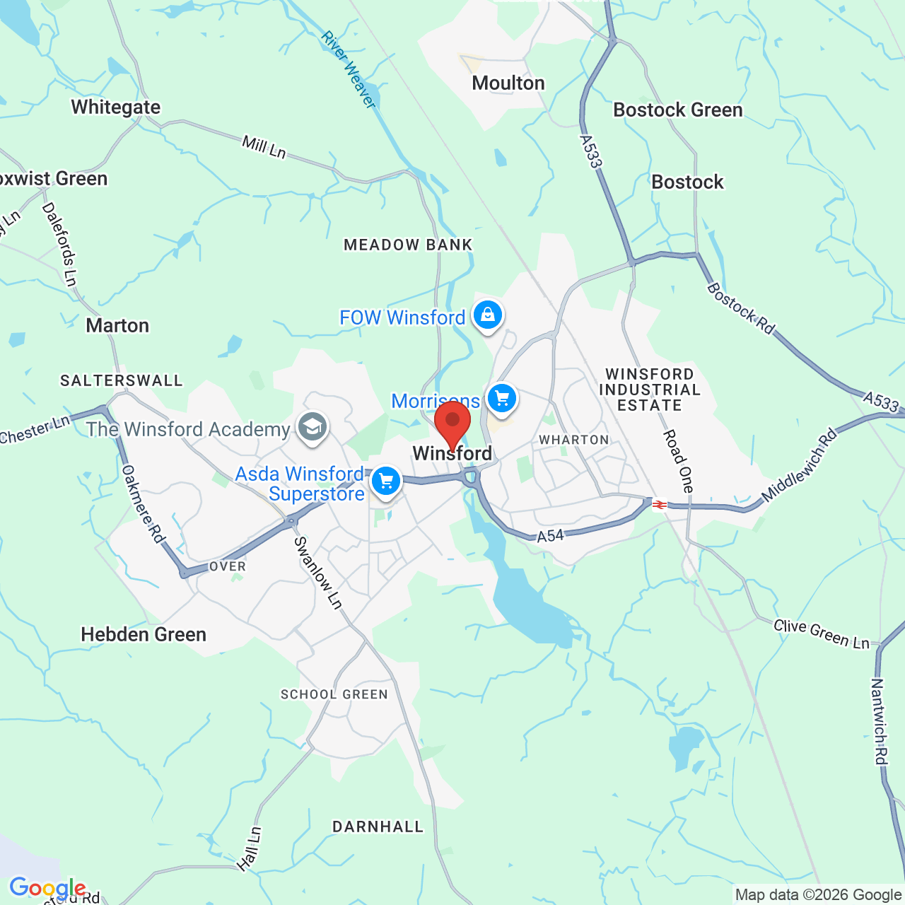 Map showing location of Road Six, Winsford Industrial Estate, Winsford, United Kingdom, CW7 3QF