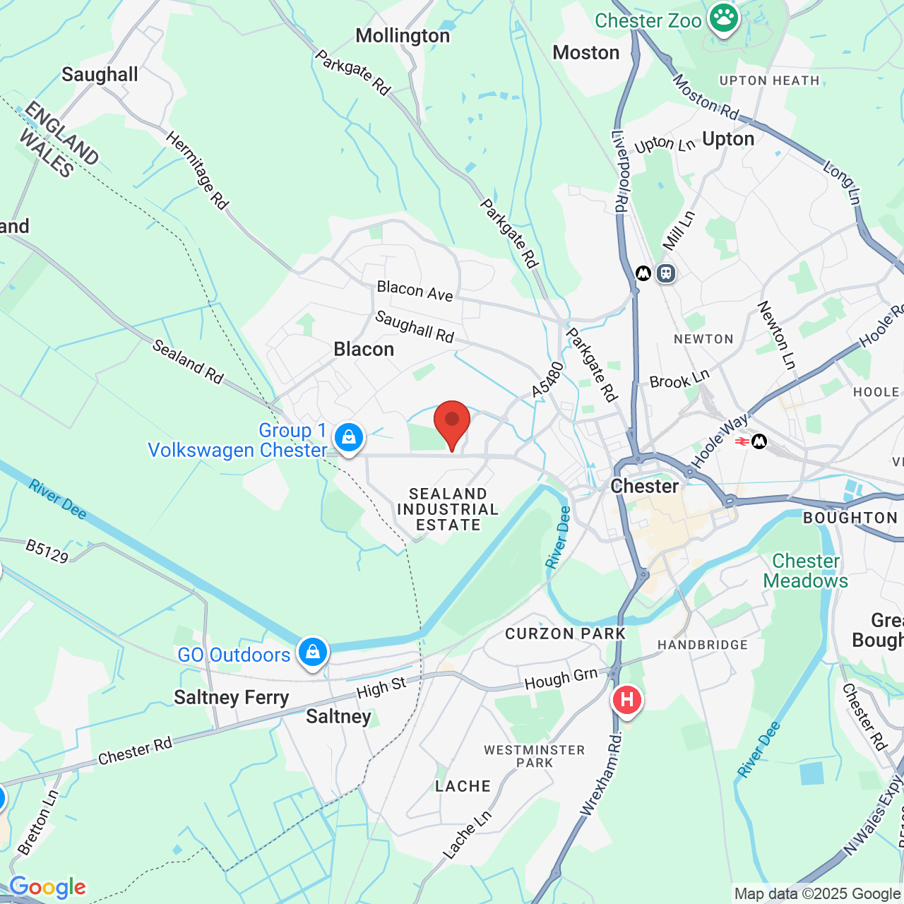 Map showing location of Chester, United Kingdom, CH1 4QG