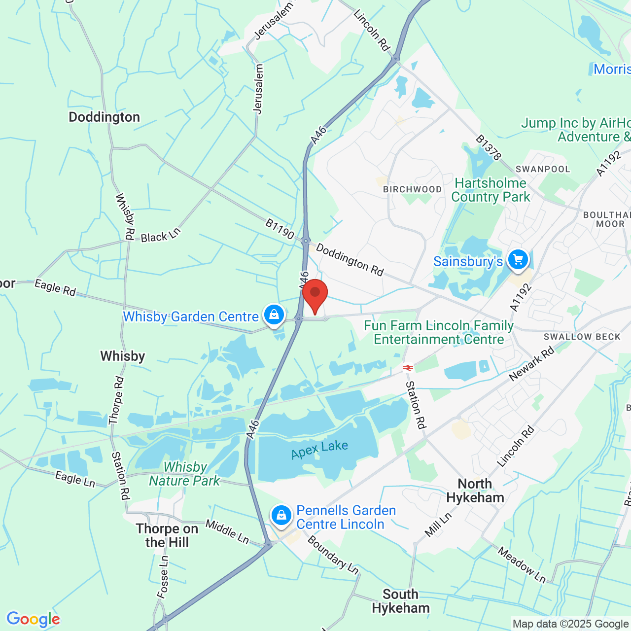 Map showing location of Off, Whisby Road, Lincoln, United Kingdom, LN6 3QZ