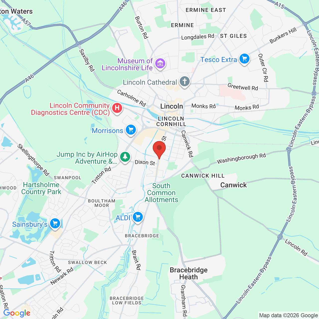 Map showing location of 414, High Street, Lincoln, United Kingdom, LN5 8HX