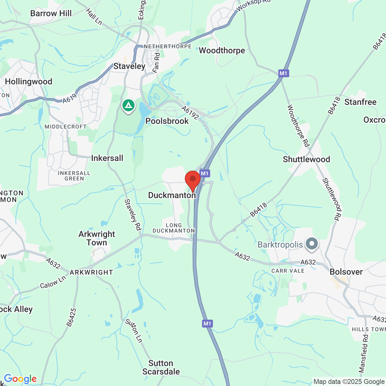 Map showing location of Enterprise Way, Duckmanton, United Kingdom, S44 5HP