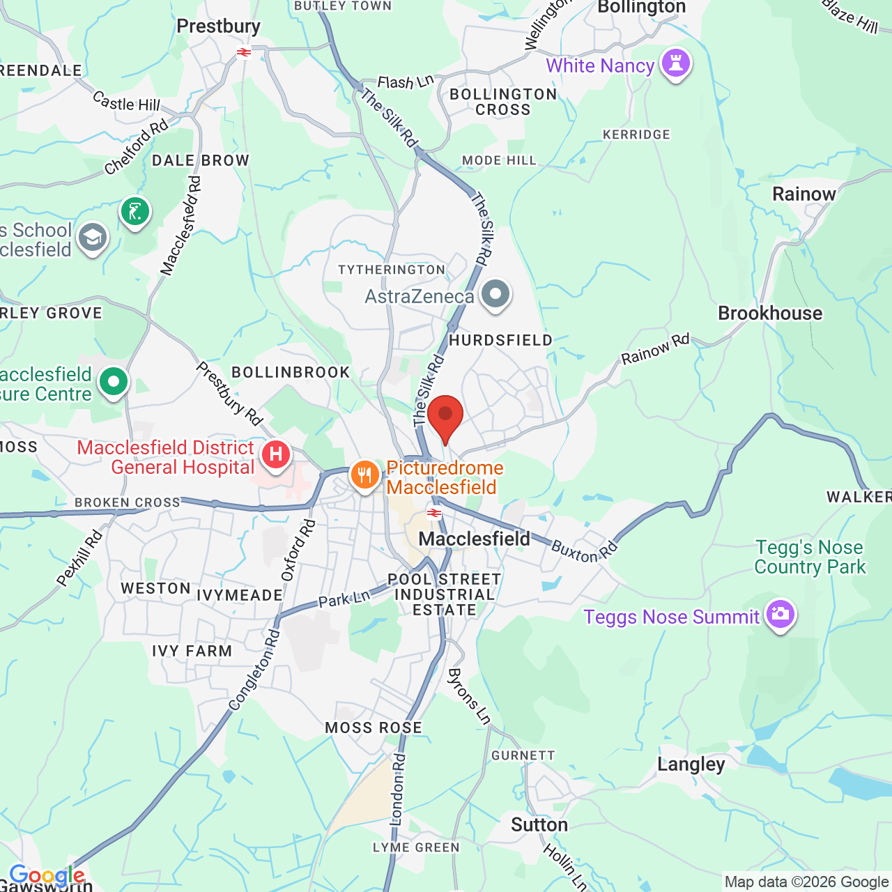 Map showing location of Macclesfield, United Kingdom