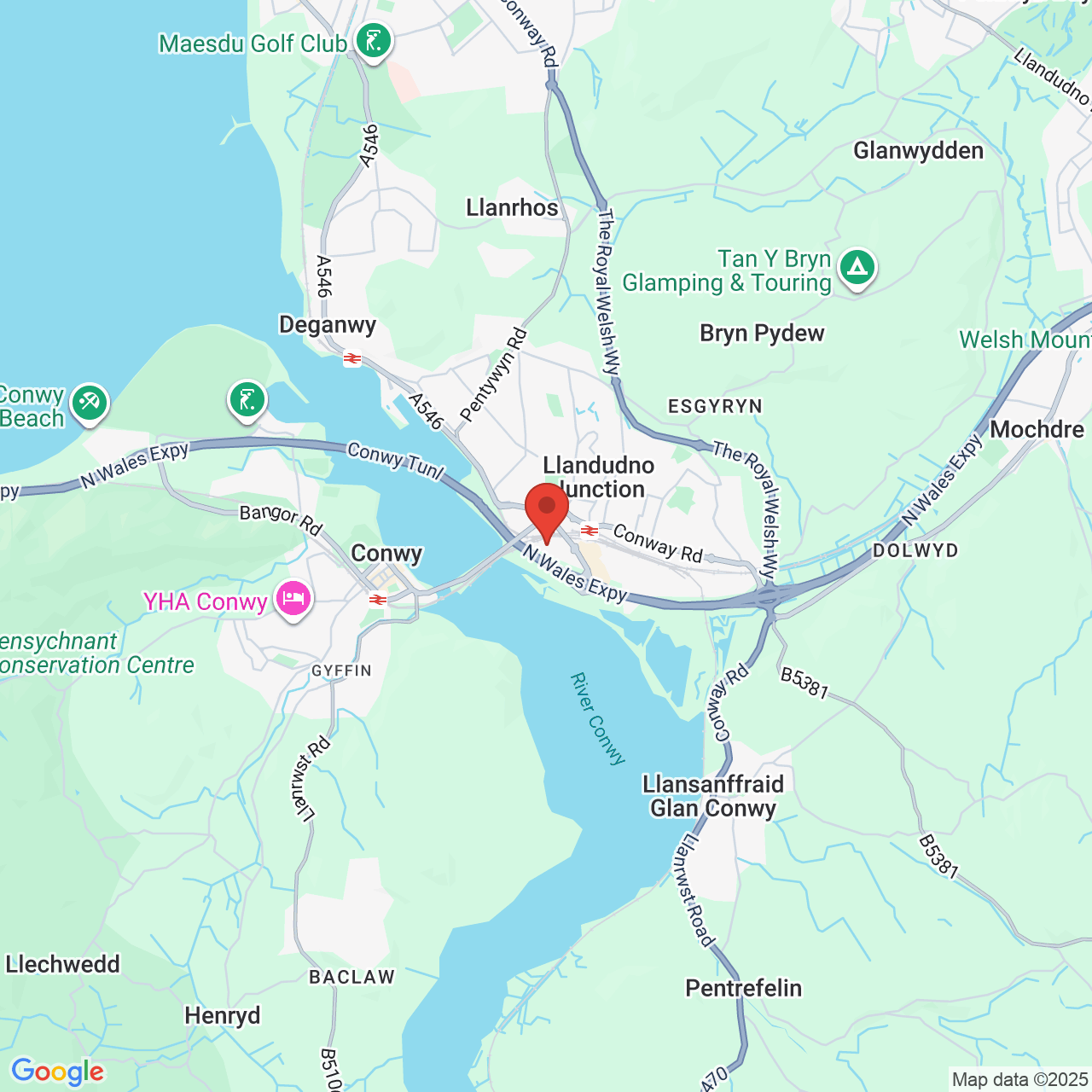 Map showing location of Llandudno Junction, Conwy, United Kingdom, LL31 9XY