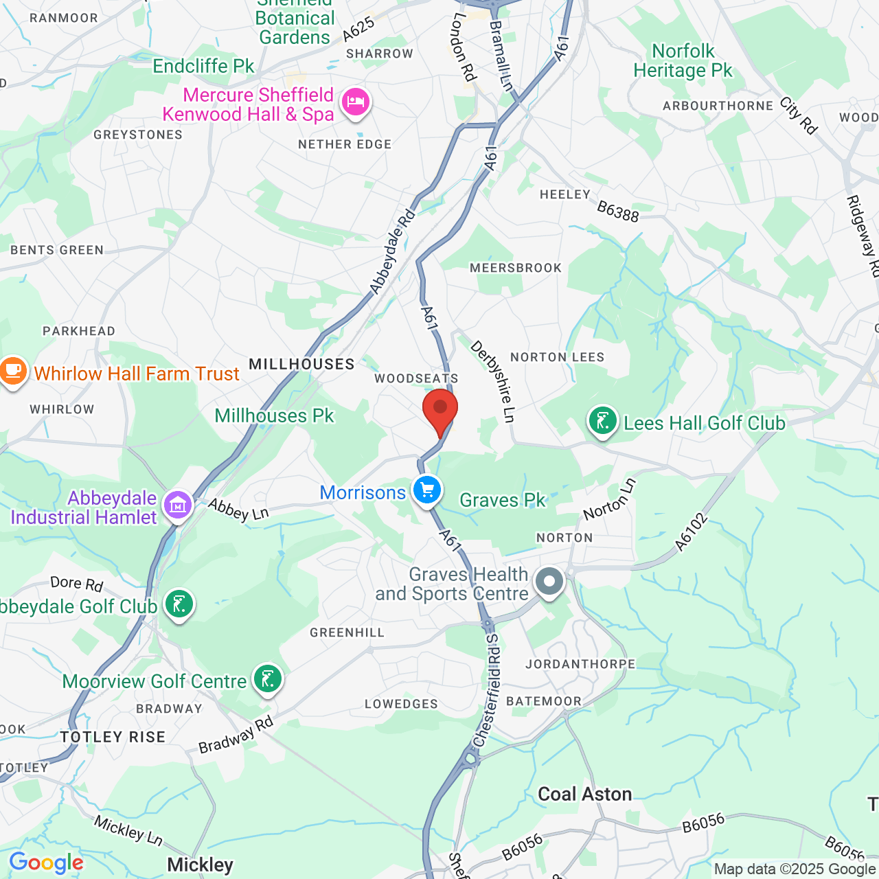 Map showing location of 872, Chesterfield Road, Sheffield, United Kingdom, S8 0SH