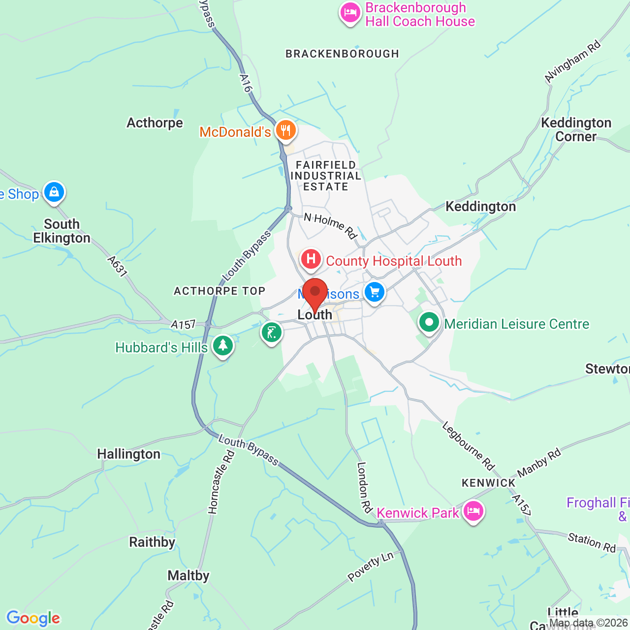 Map showing location of Louth, United Kingdom, LN10