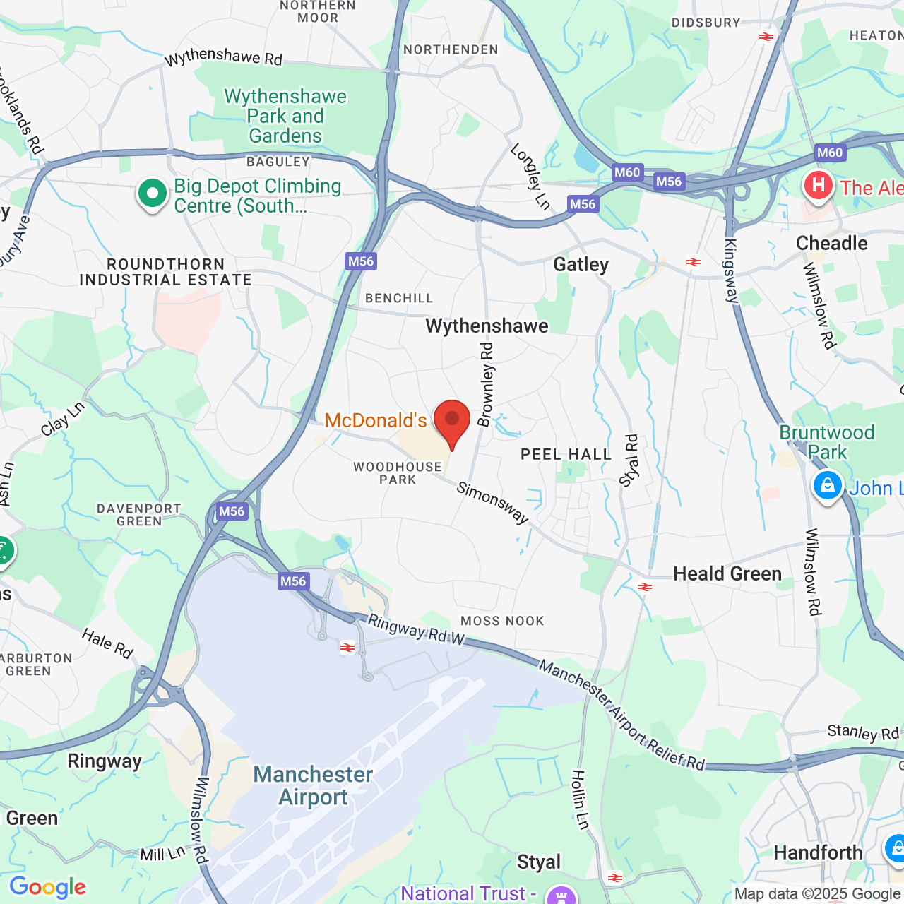 Map showing location of Rowlandsway, Wythenshawe, United Kingdom, M22 5RG