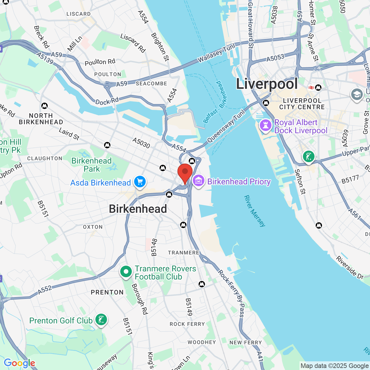 Map showing location of Birkenhead, United Kingdom, CH41
