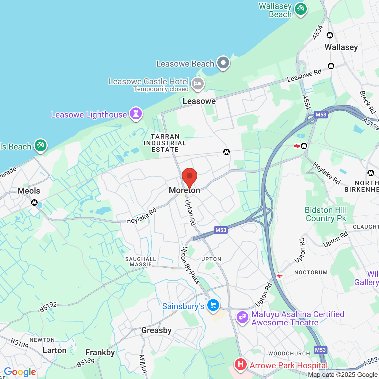 Map showing location of 182-184 Hoylake Road, Moreton, United Kingdom, CH46 8TH