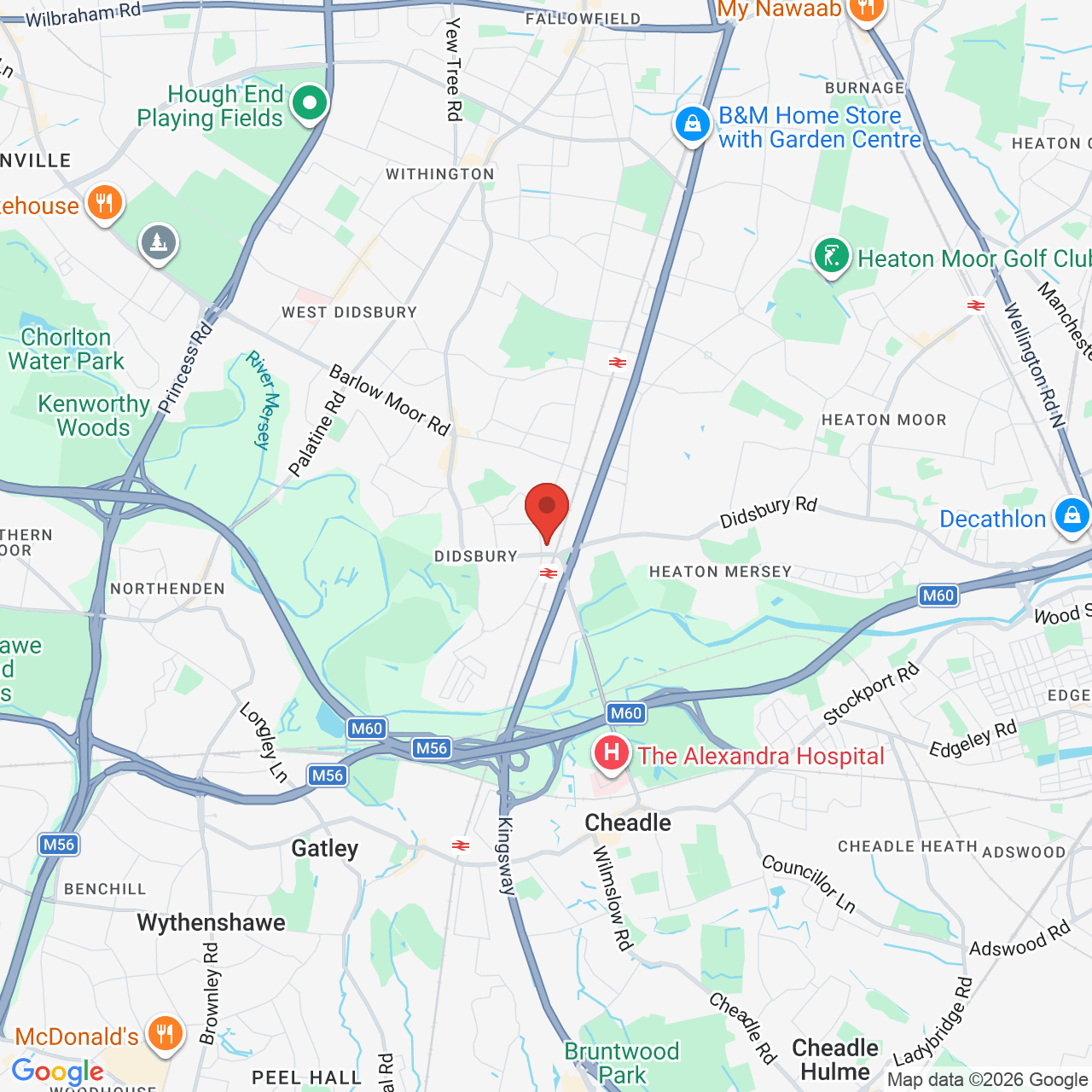 Map showing location of Unit 3, Parrs Wood Complex, Didsbury, Manchester, United Kingdom, M20 5PG