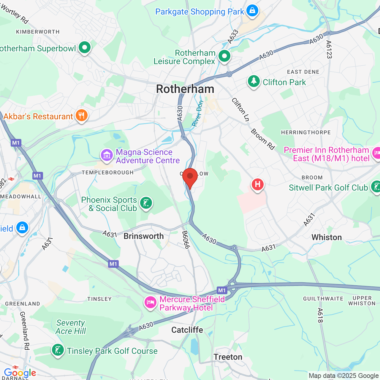 Map showing location of Canklow Road, Rotherham, United Kingdom, S60 2JH