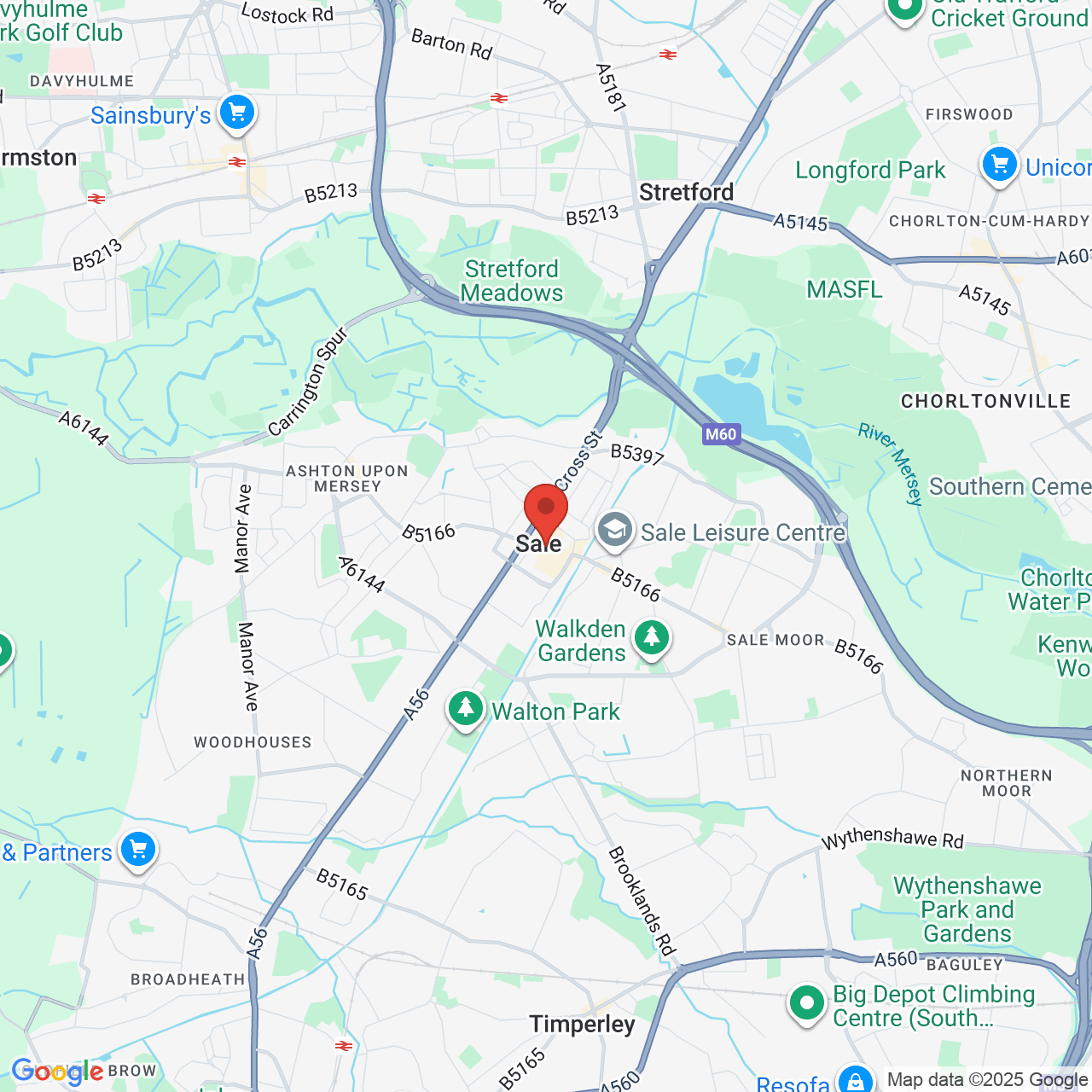 Map showing location of 70 School Road, Sale, United Kingdom, M33 7XE