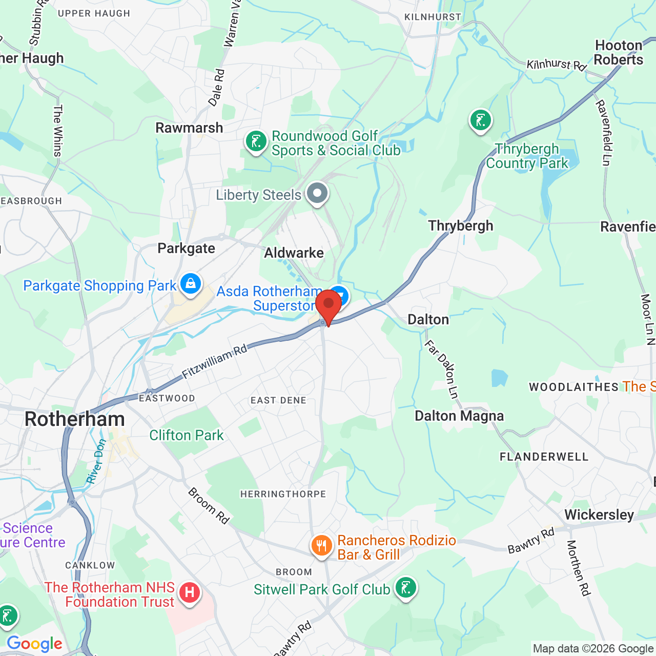 Map showing location of Lady Oak Way, Rotherham, United Kingdom, S65 3LA