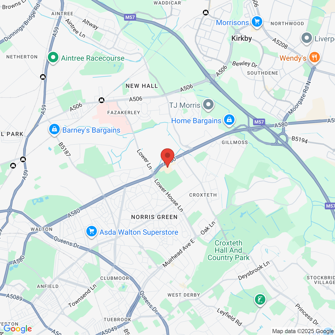 Map showing location of East Lancashire Road, Liverpool, United Kingdom, L11 9DH