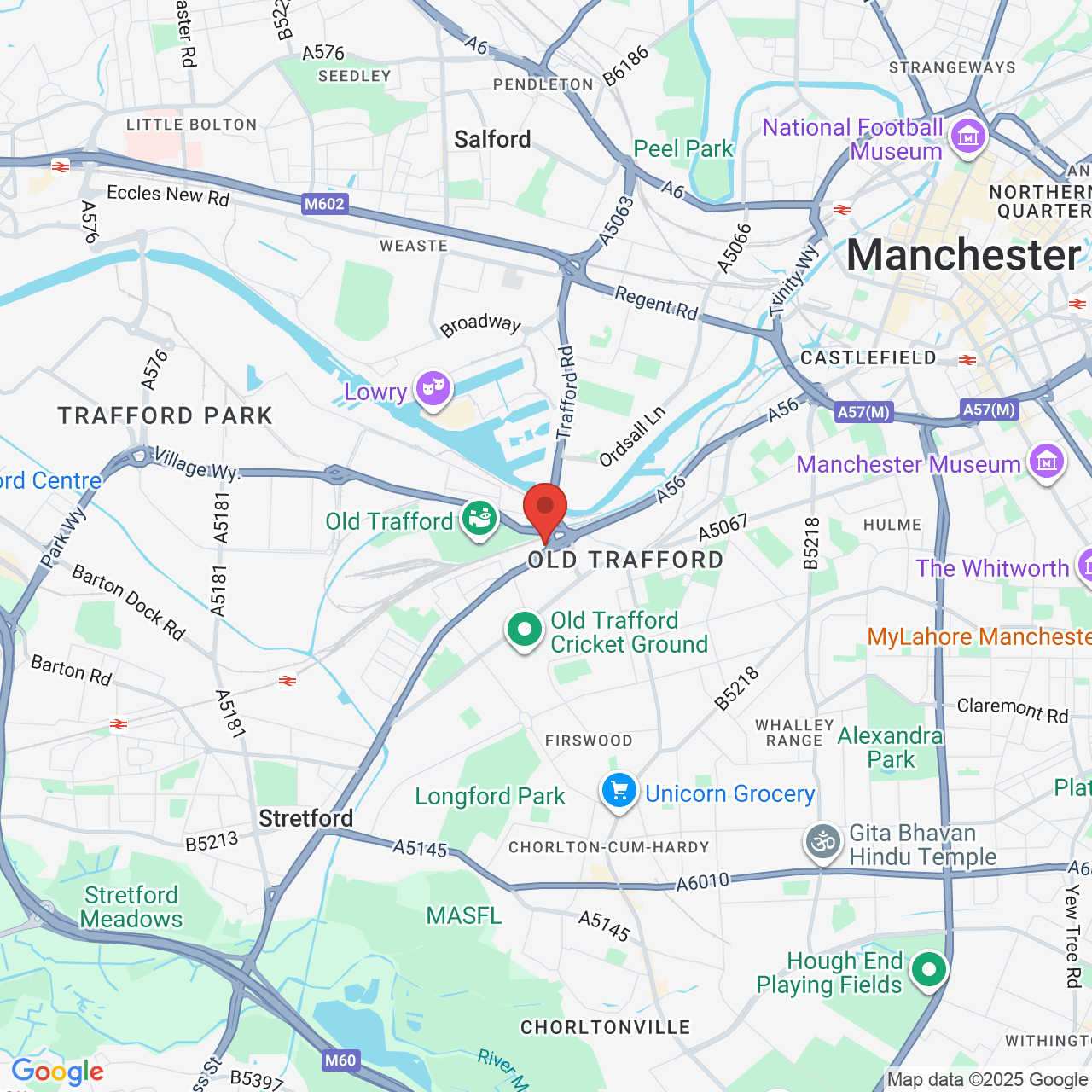 Map showing location of Stretford, United Kingdom, M16 0SN