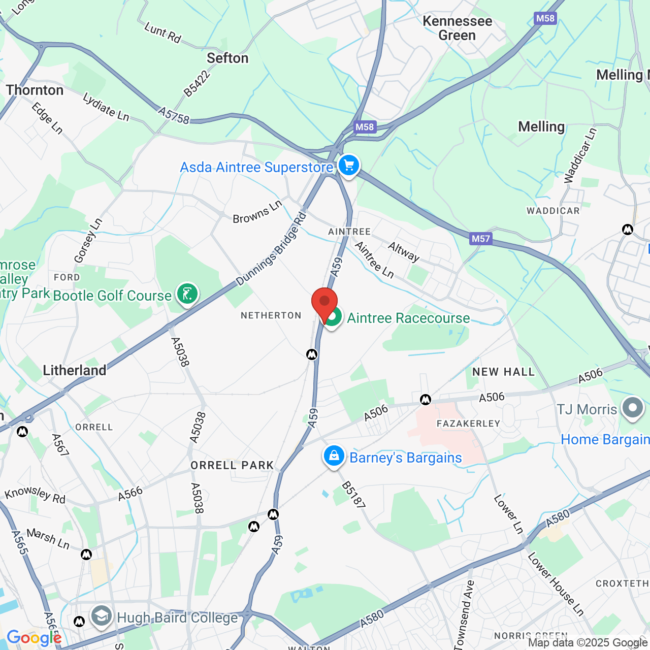 Map showing location of Grand National Avenue, Aintree, United Kingdom, L9 5BD