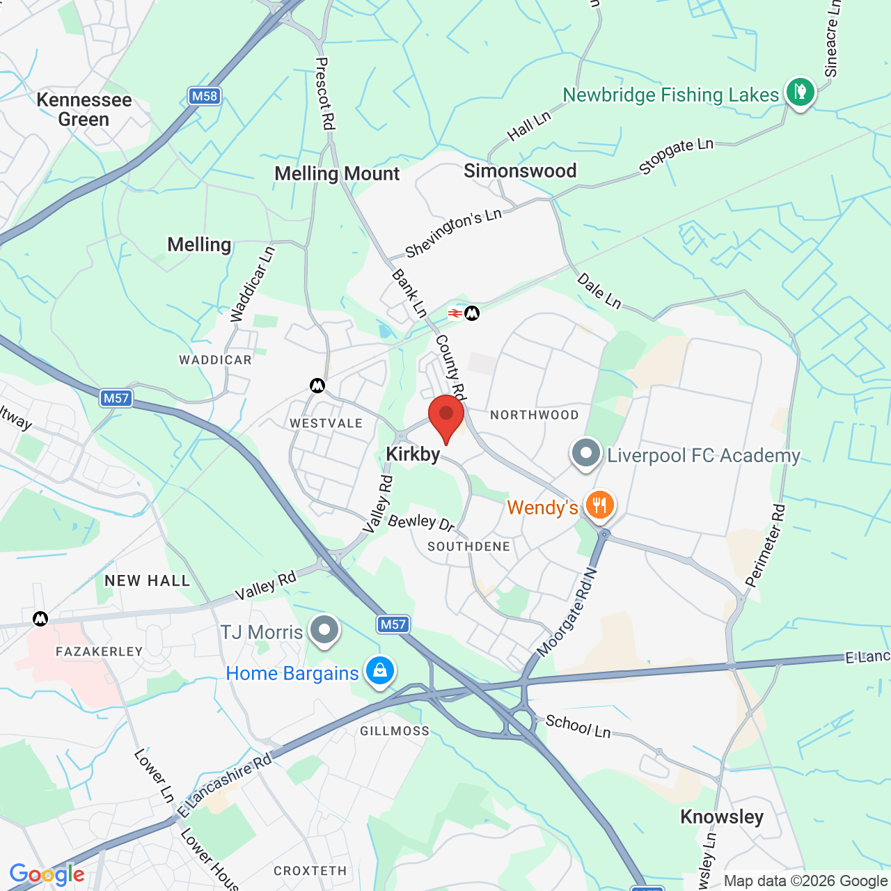 Map showing location of Liverpool, United Kingdom, L32 8RD