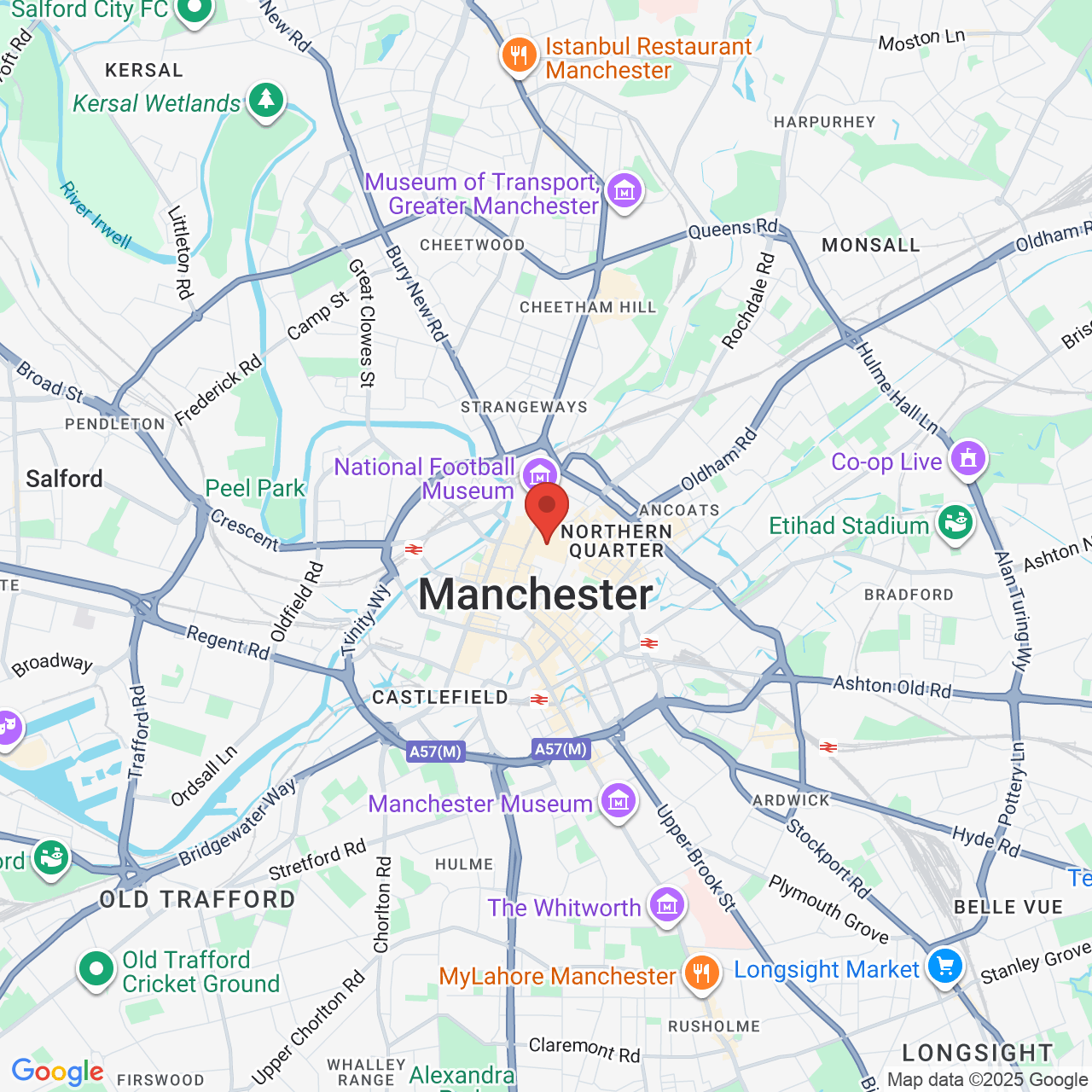 Map showing location of Manchester, United Kingdom, M4 3AQ
