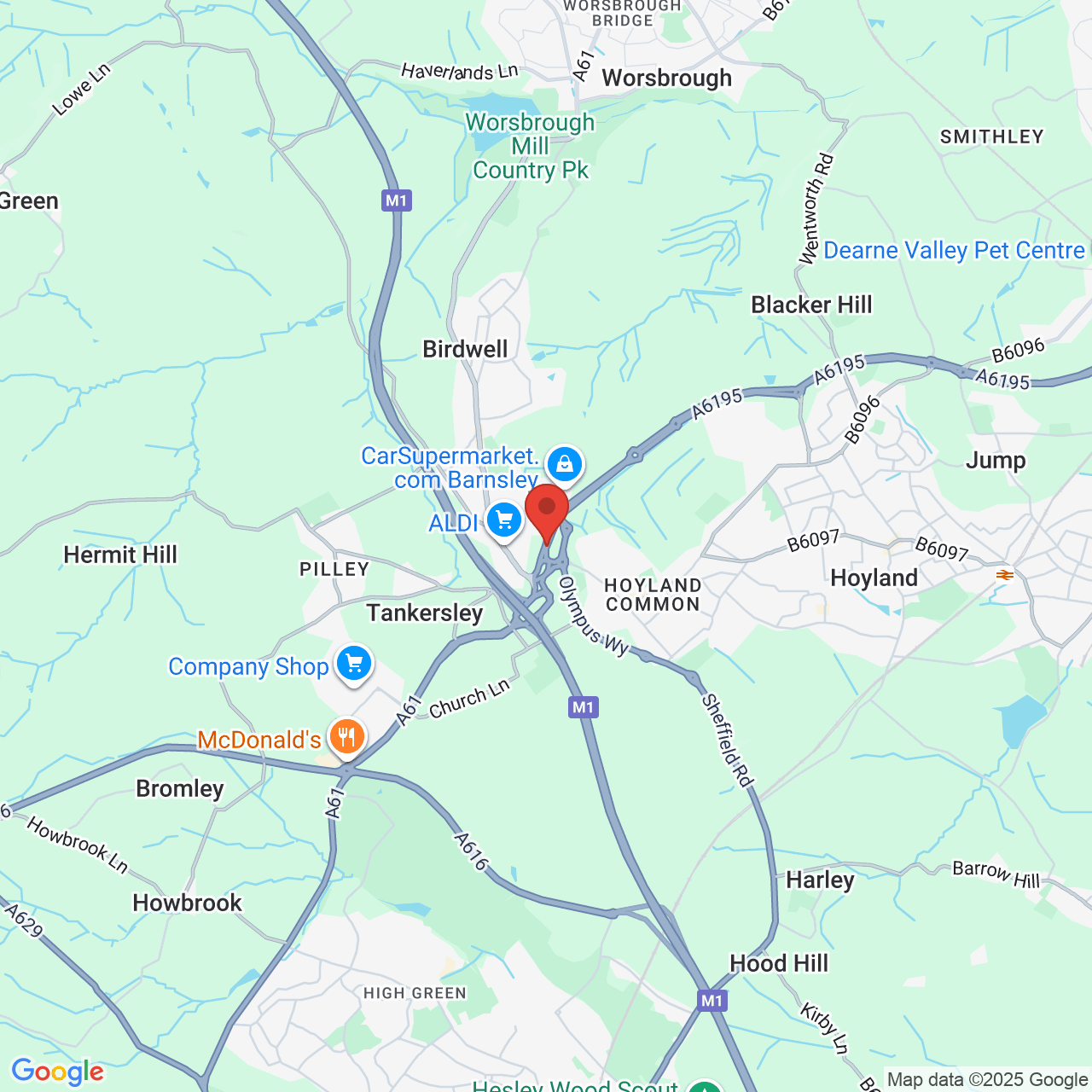 Map showing location of Dearne Valley Parkway, Birdwell, United Kingdom, S70 5TW