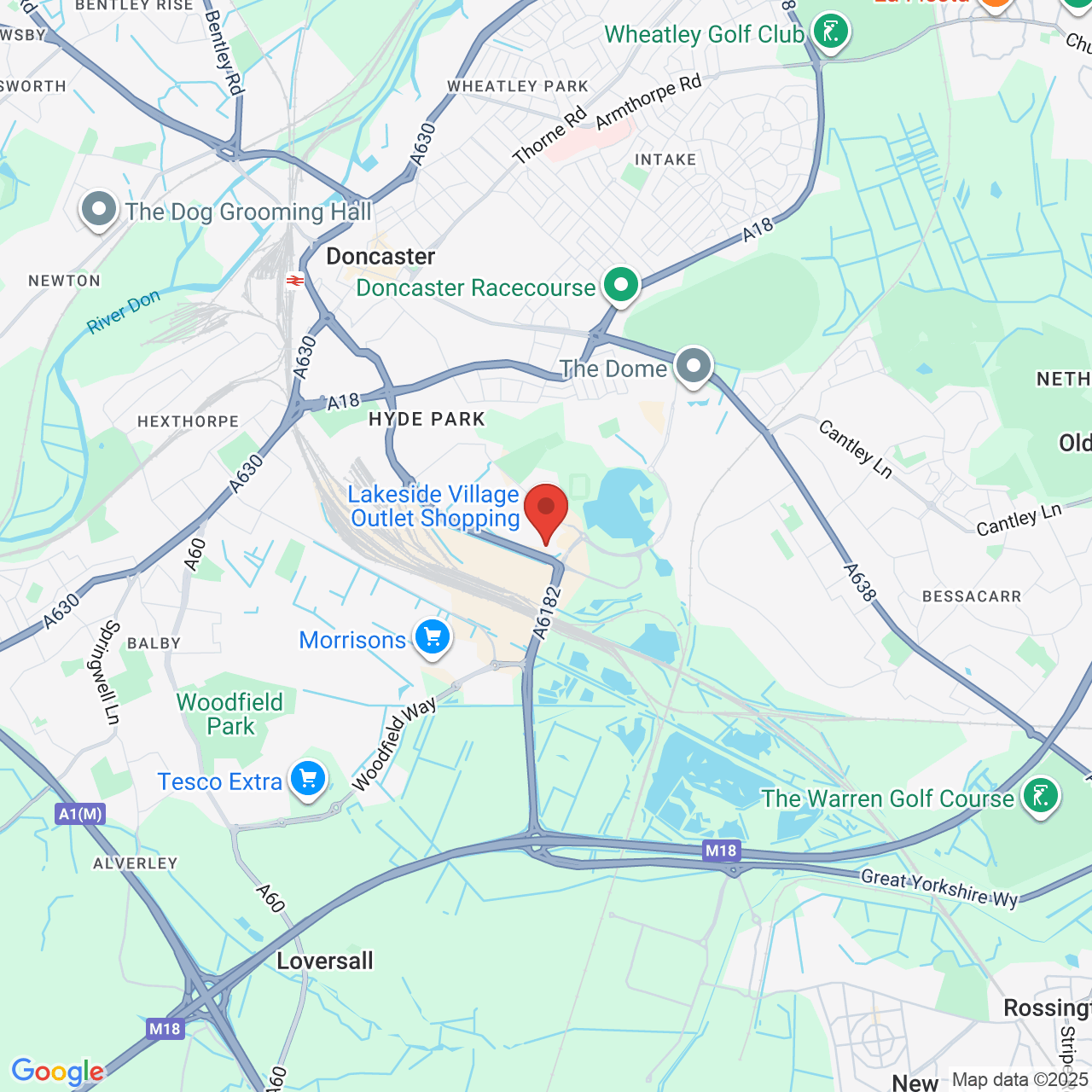Map showing location of Doncaster, United Kingdom, DN4 5PJ