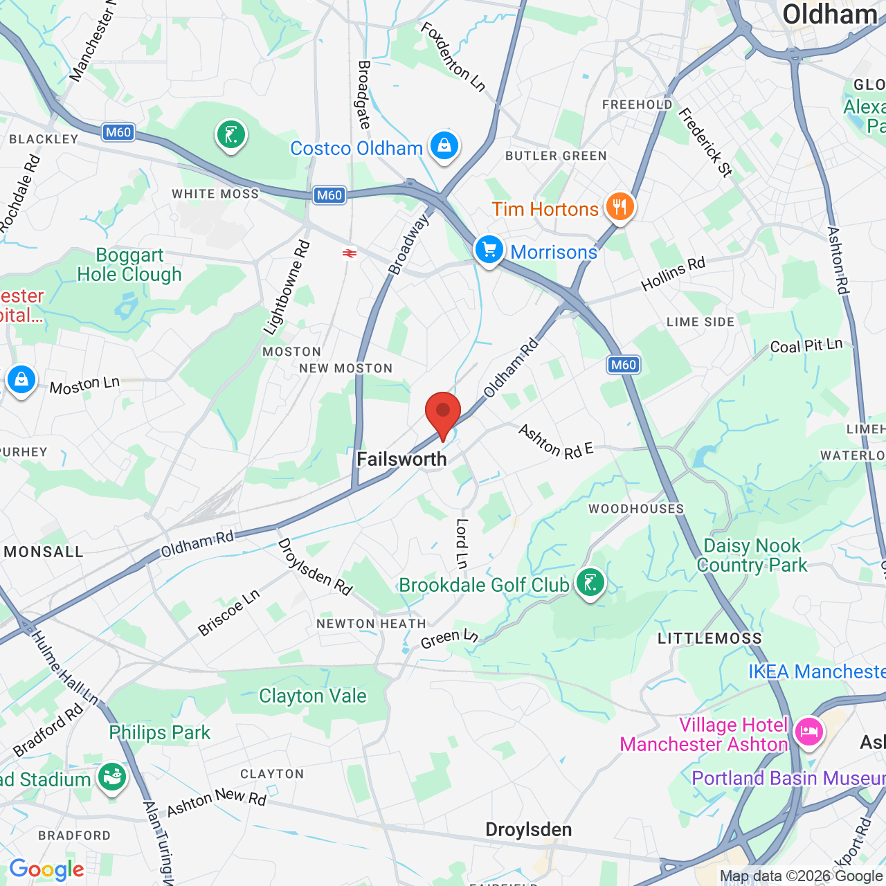 Map showing location of Sisson Street, Failsworth, United Kingdom, M35 0FF