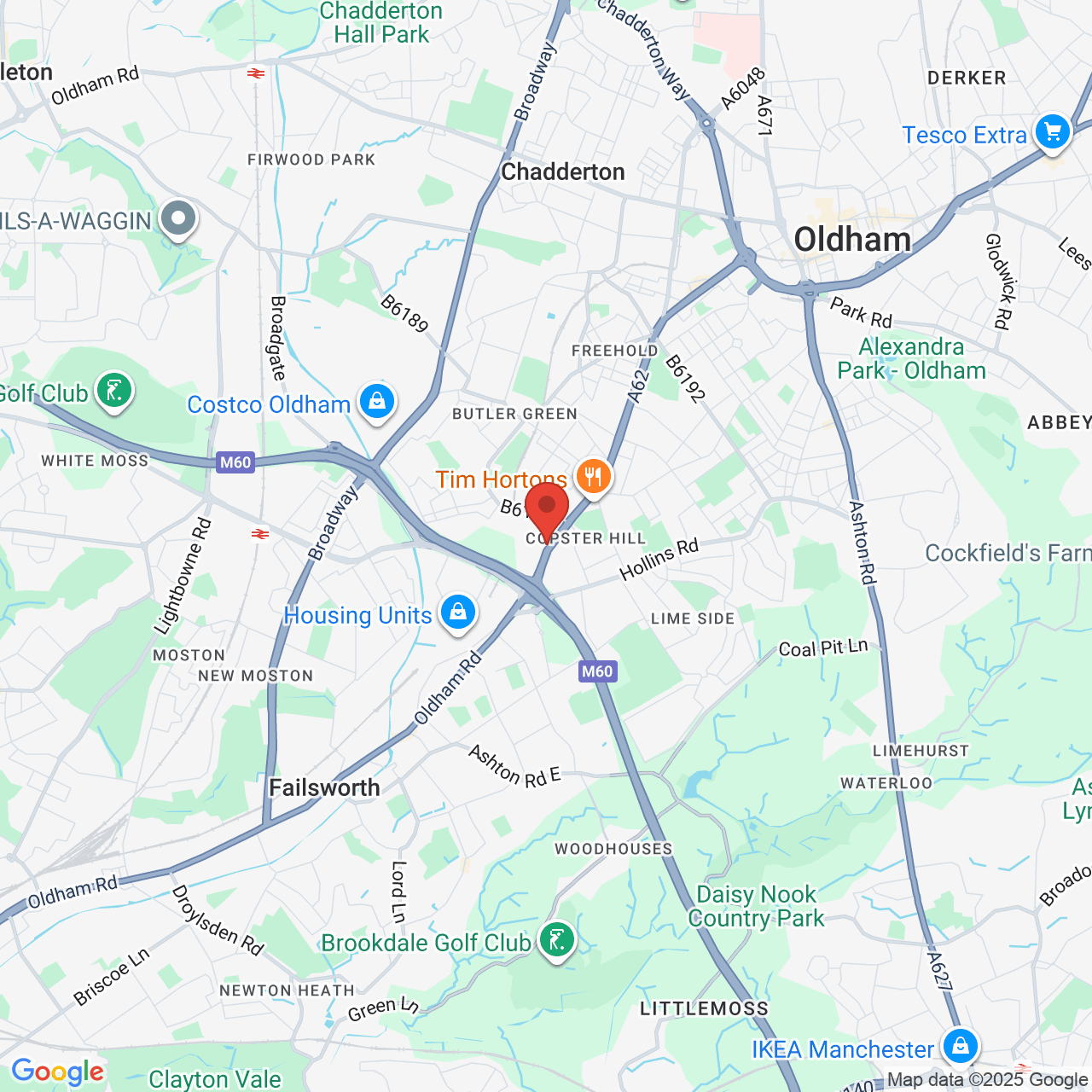 Map showing location of 2 Bowling Street, Chadderton, Oldham, United Kingdom, OL9 7NE