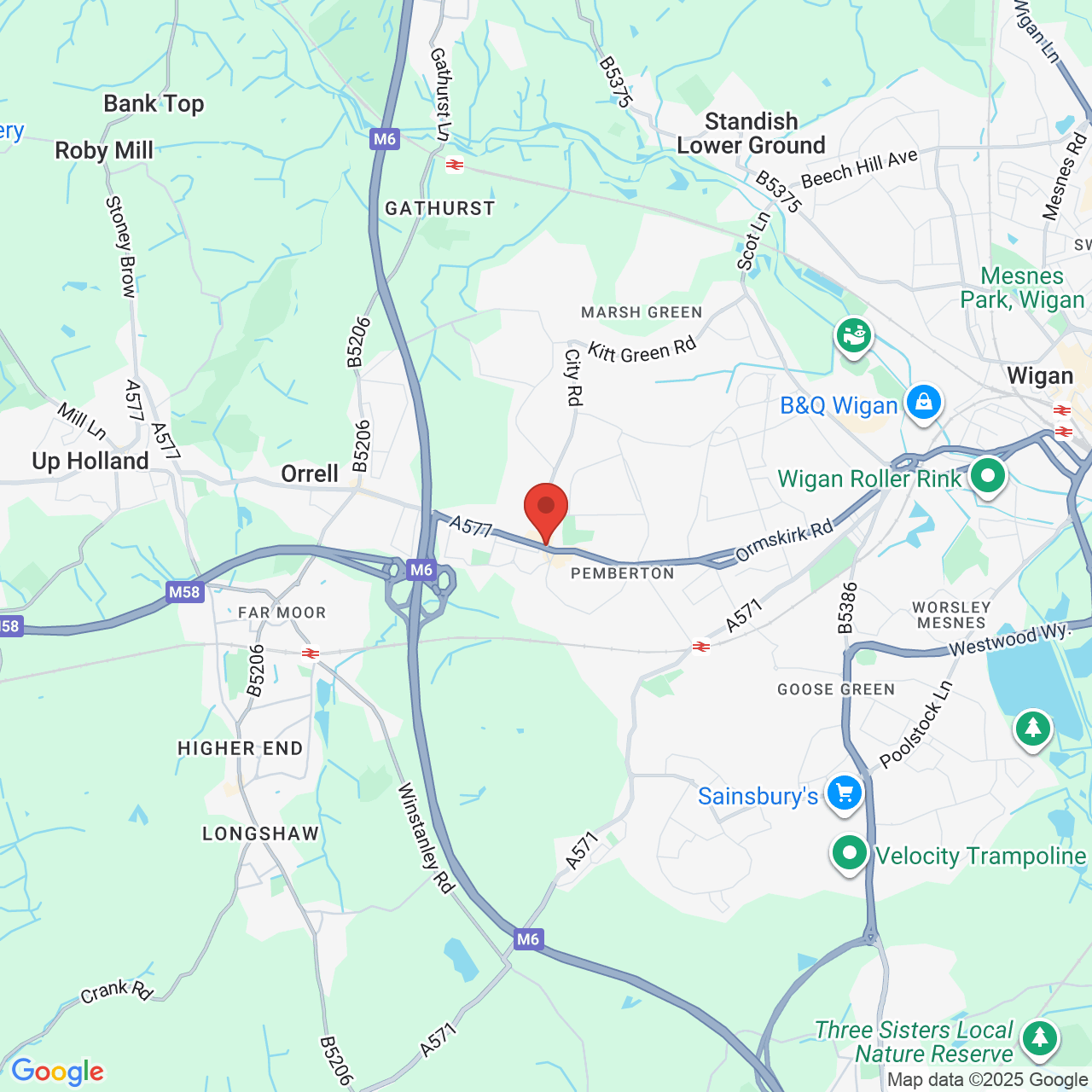 Map showing location of 787, Ormskirk Road, Pemberton, United Kingdom, WN5 3EY