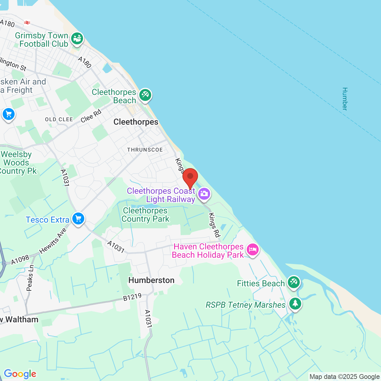 Map showing location of Kings Road, Cleethorpes, United Kingdom, DN35 0AQ