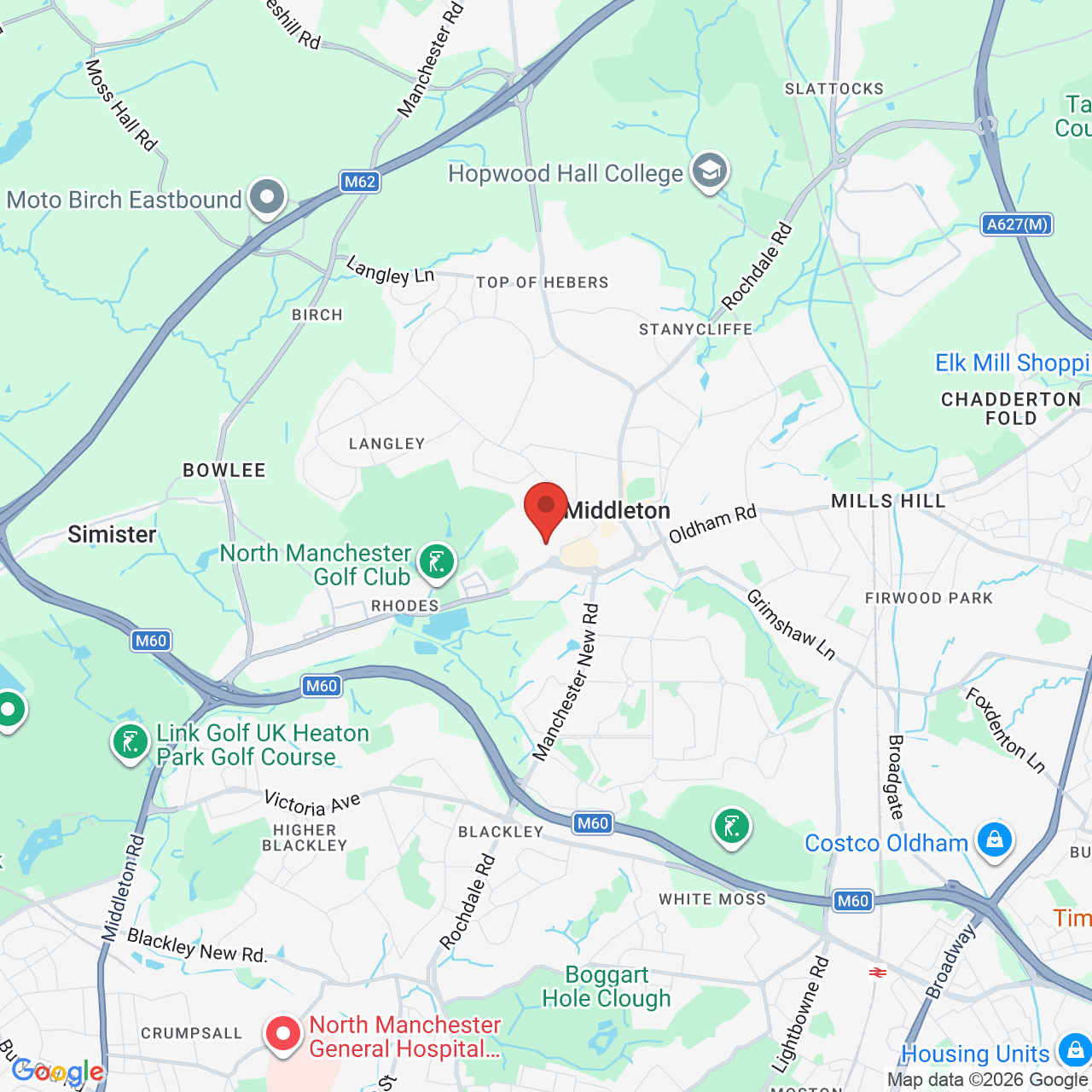 Map showing location of Kemp Street, Middleton, United Kingdom, M24 4UA