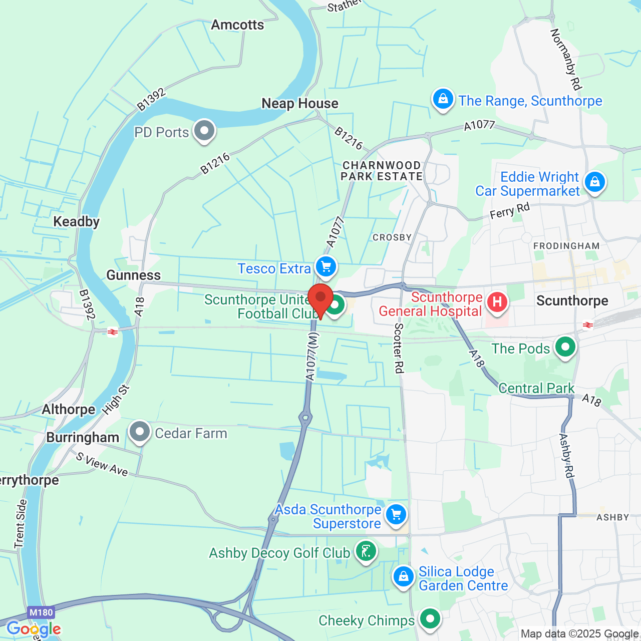 Map showing location of Scunthorpe, United Kingdom, DN15 8TD