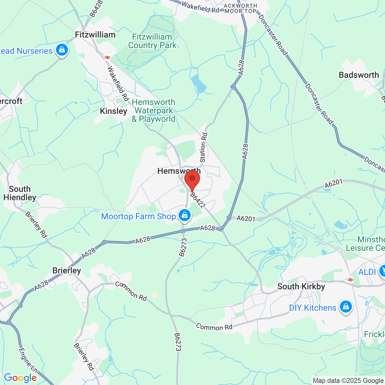 Map showing location of Kirkby Road, Hemsworth, United Kingdom, WF9 4BA