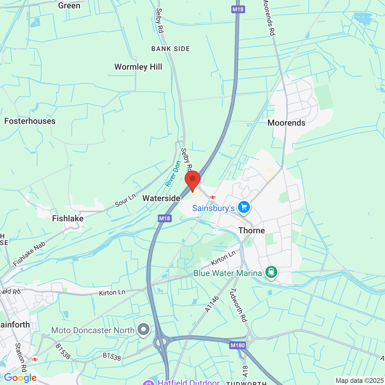 Map showing location of Thorne, United Kingdom, DN8 5UG