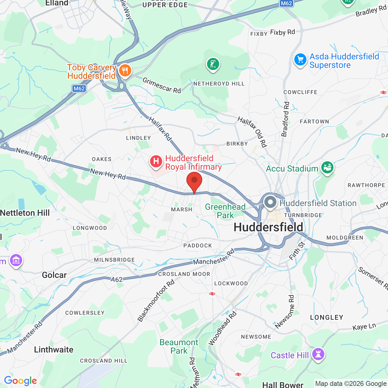 Map showing location of 55, Westbourne Road, Marsh, United Kingdom, HD1 4LG