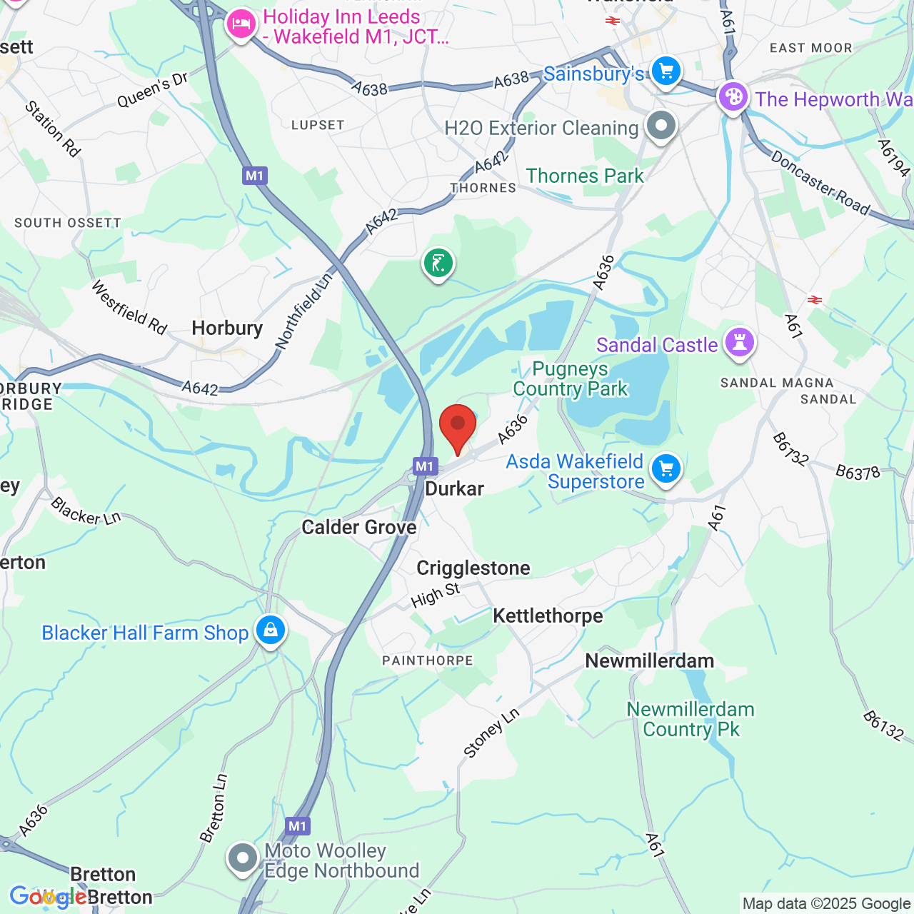 Map showing location of Peel Avenue, Durkar, United Kingdom, WF2 7BL