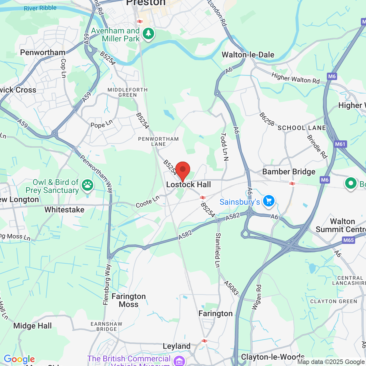 Map showing location of 456-458 Leyland Rd, Lostock Hall, Preston, United Kingdom, PR5 5RY