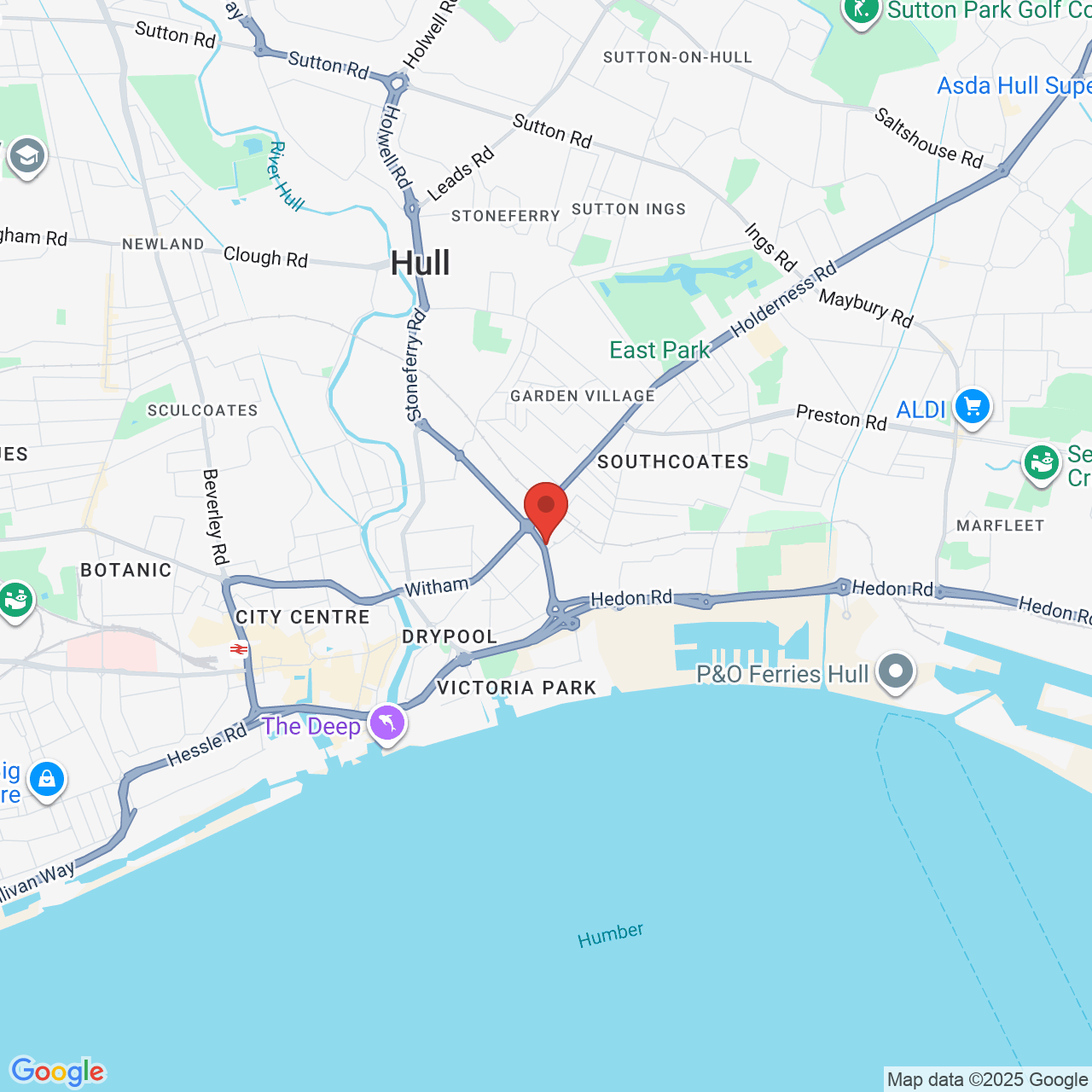Map showing location of Hull, United Kingdom, HU9 2AH