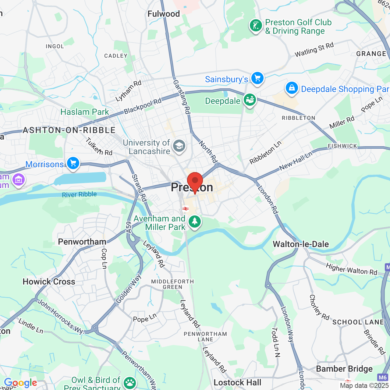 Map showing location of 92, Fishergate, Preston, United Kingdom, PR1 2NJ