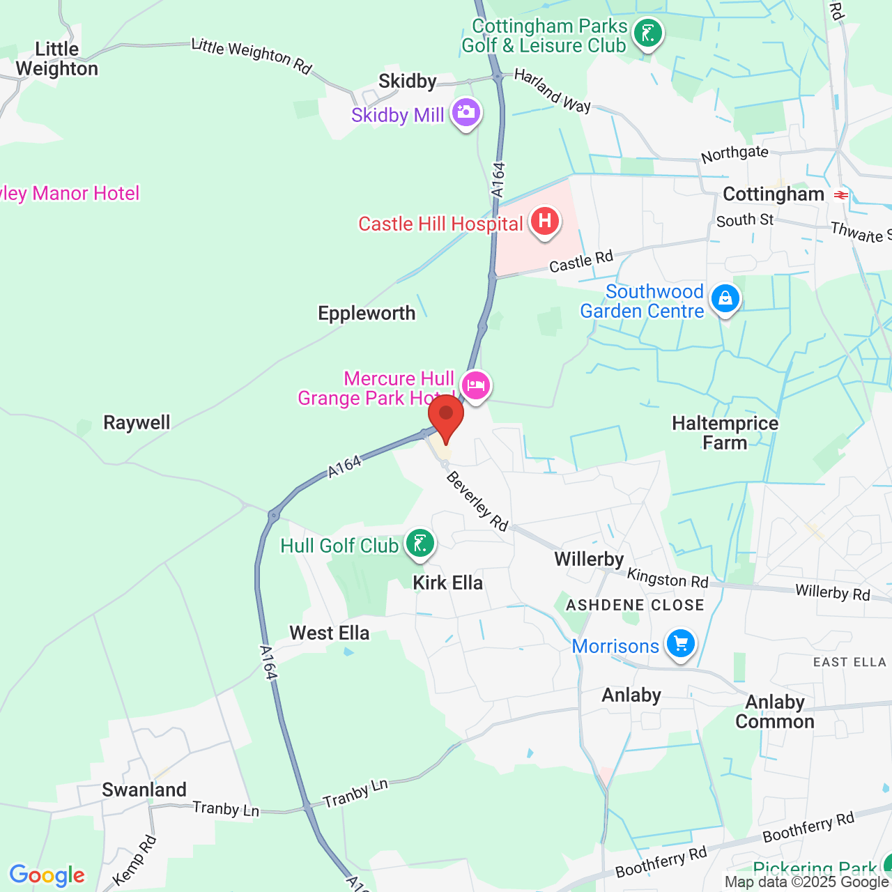 Map showing location of Willerby Shopping Park, Grange Park Ln, Hull, United Kingdom, HU10 6EB