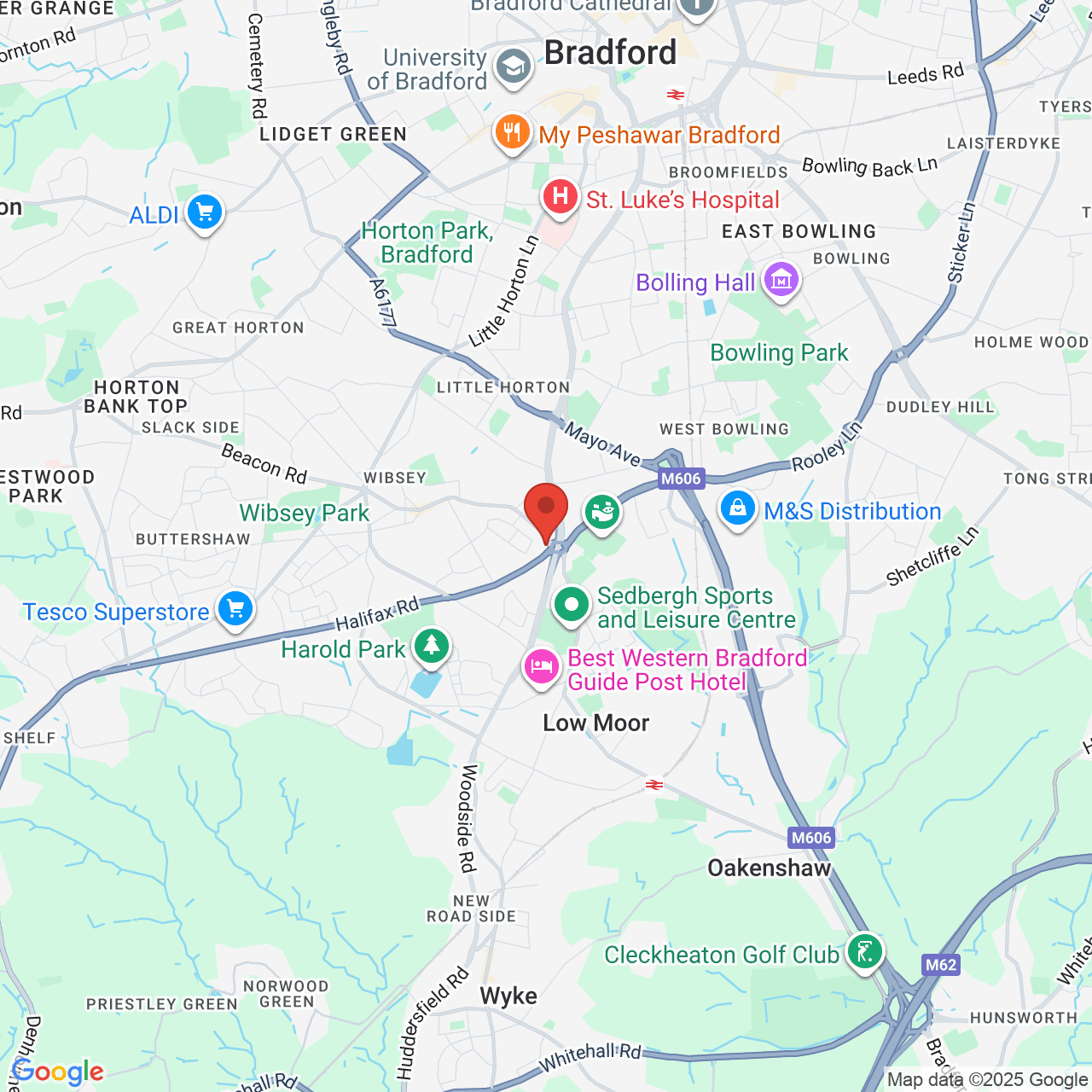 Map showing location of Odsal Road, Bradford, United Kingdom, BD6 1PR