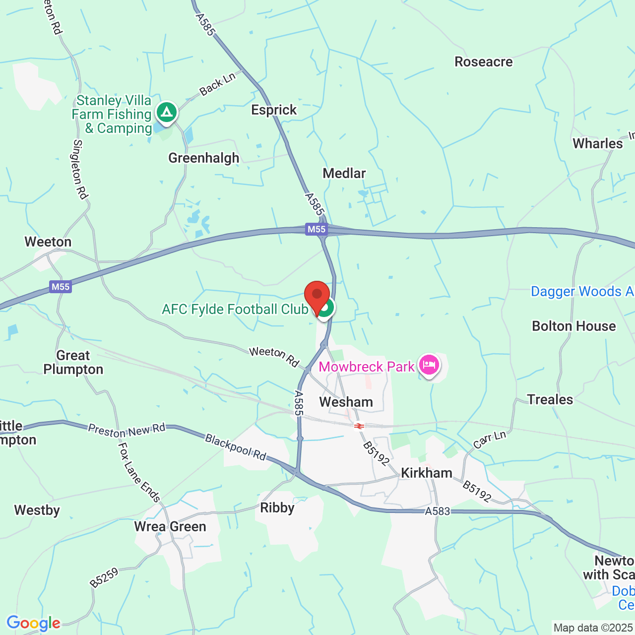 Map showing location of Preston, United Kingdom, PR4 3JZ