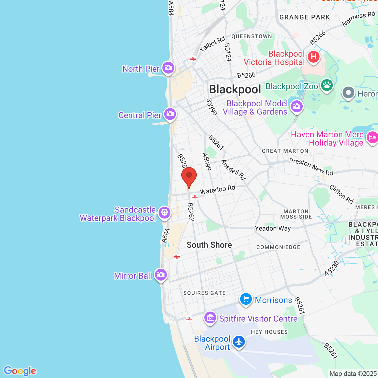Map showing location of 302-306 Lytham Rd,, Blackpool, United Kingdom, FY1 6EY