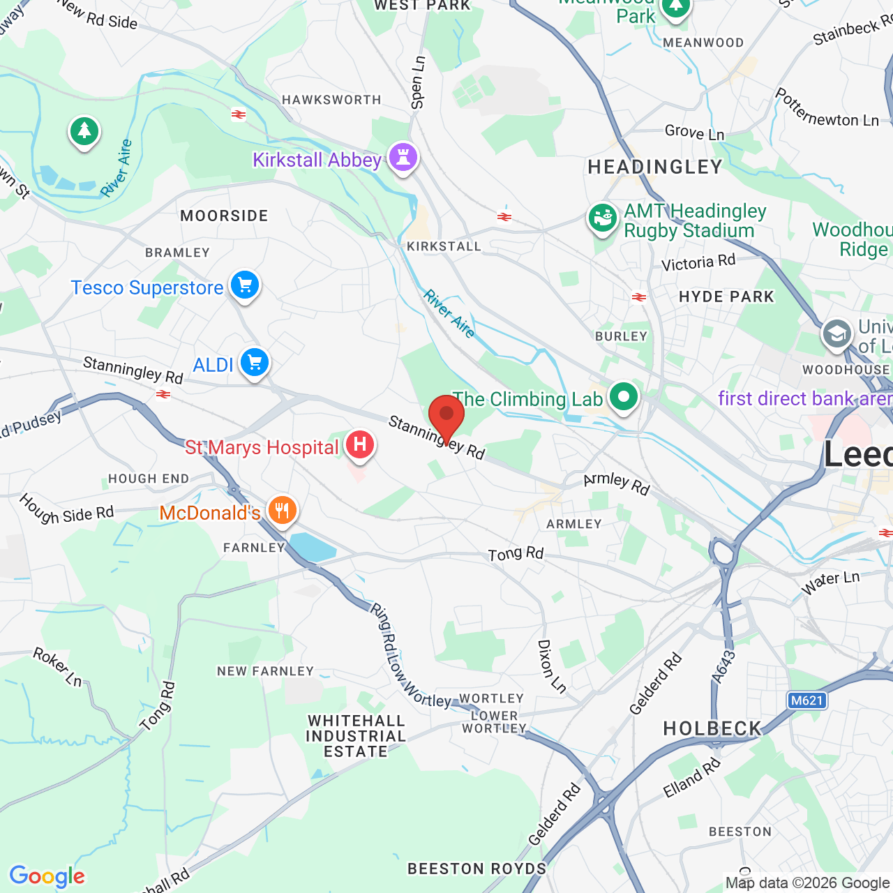 Map showing location of Park, Leeds, United Kingdom, LS12 3NW