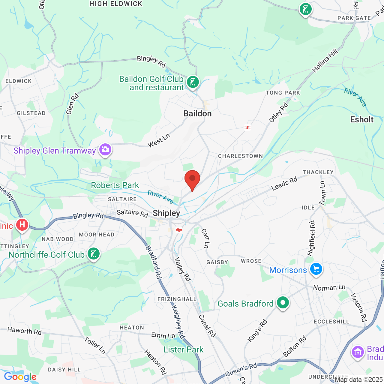 Map showing location of Otley Road, Baildon, United Kingdom, BD17 7LN