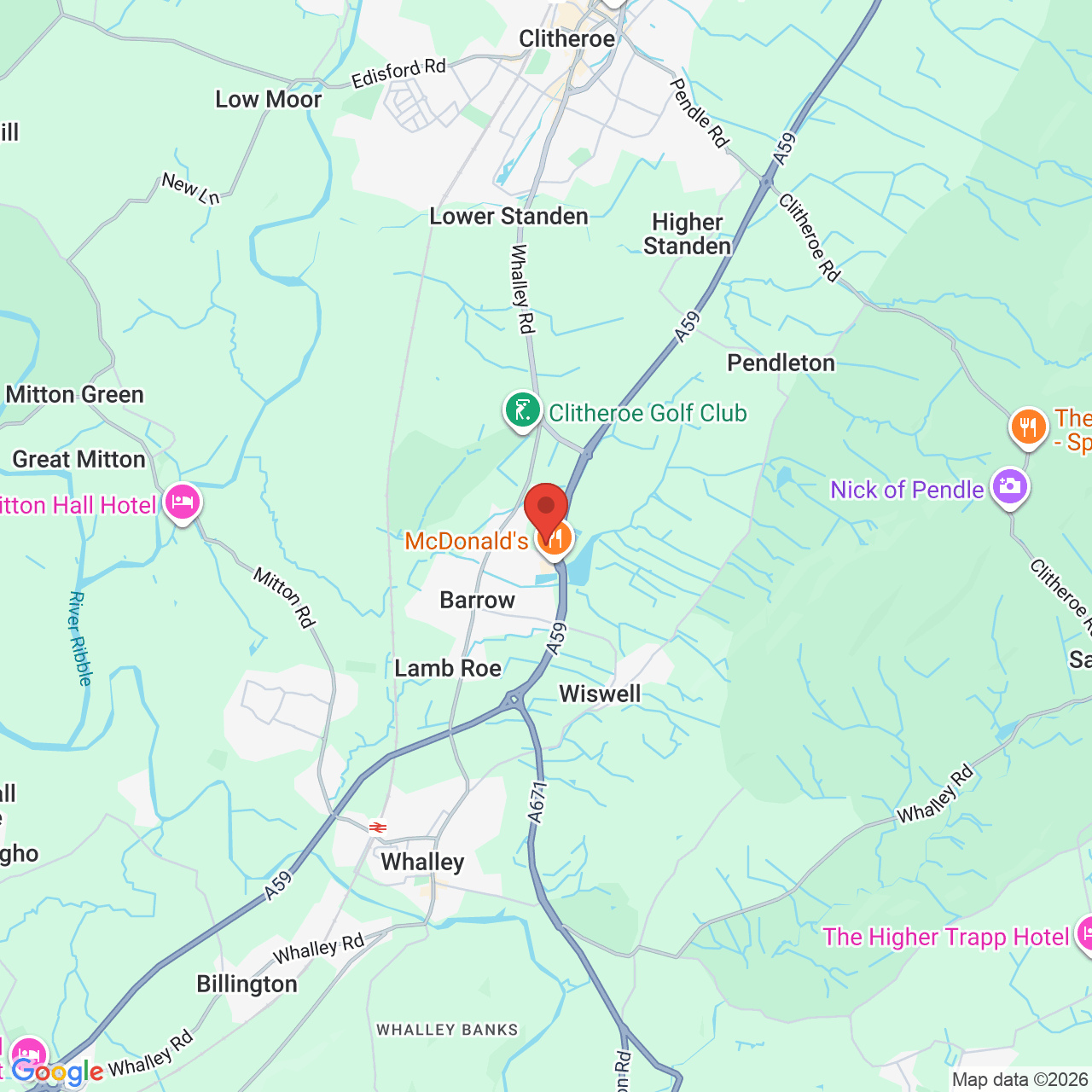 Map showing location of Barrow, United Kingdom, BB7 9WF