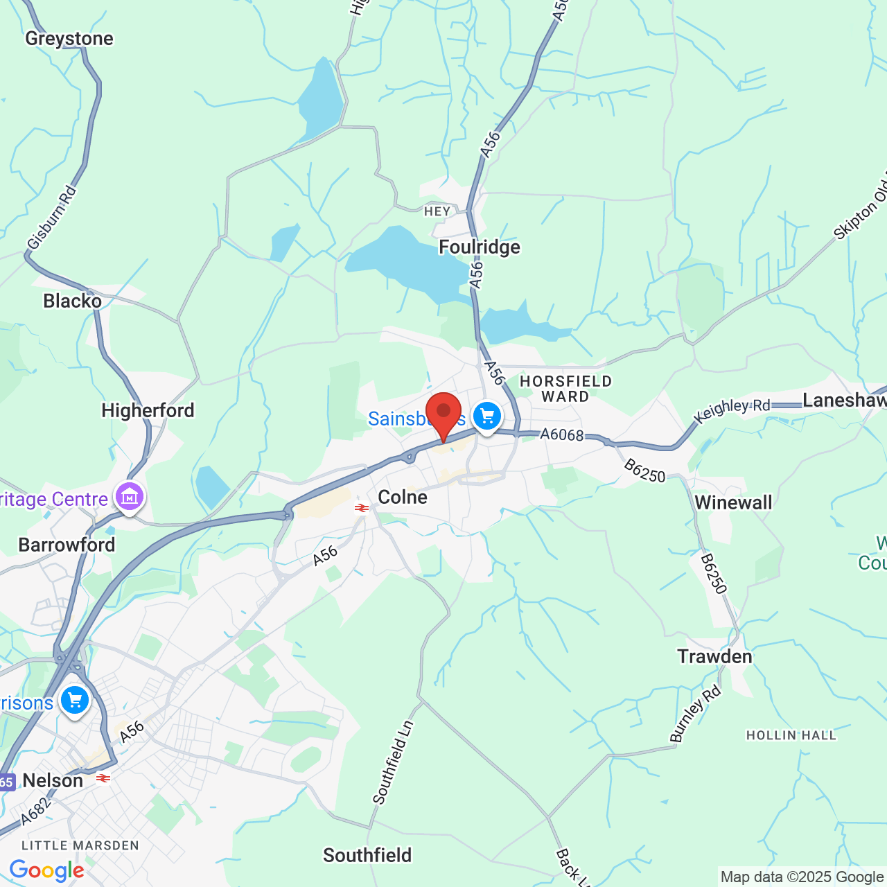 Map showing location of Colne, United Kingdom, BB8 9DR