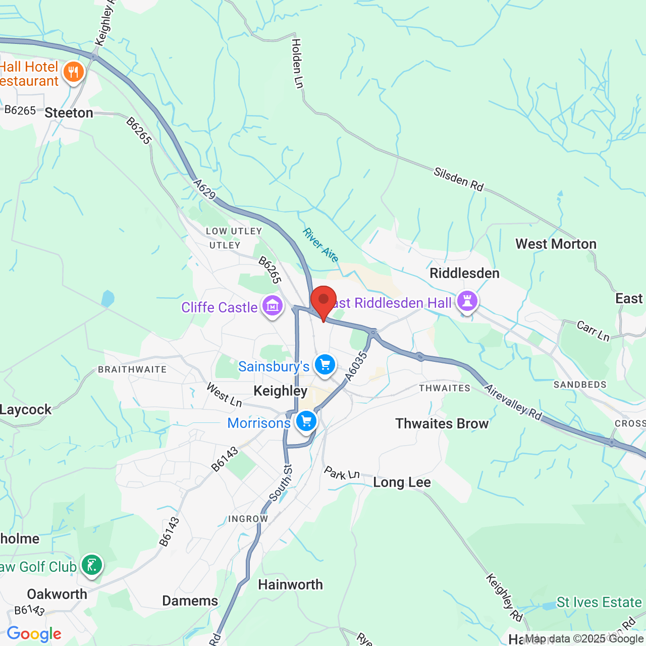 Map showing location of Hard Ings Road, Keighley, United Kingdom, BD21 3NJ