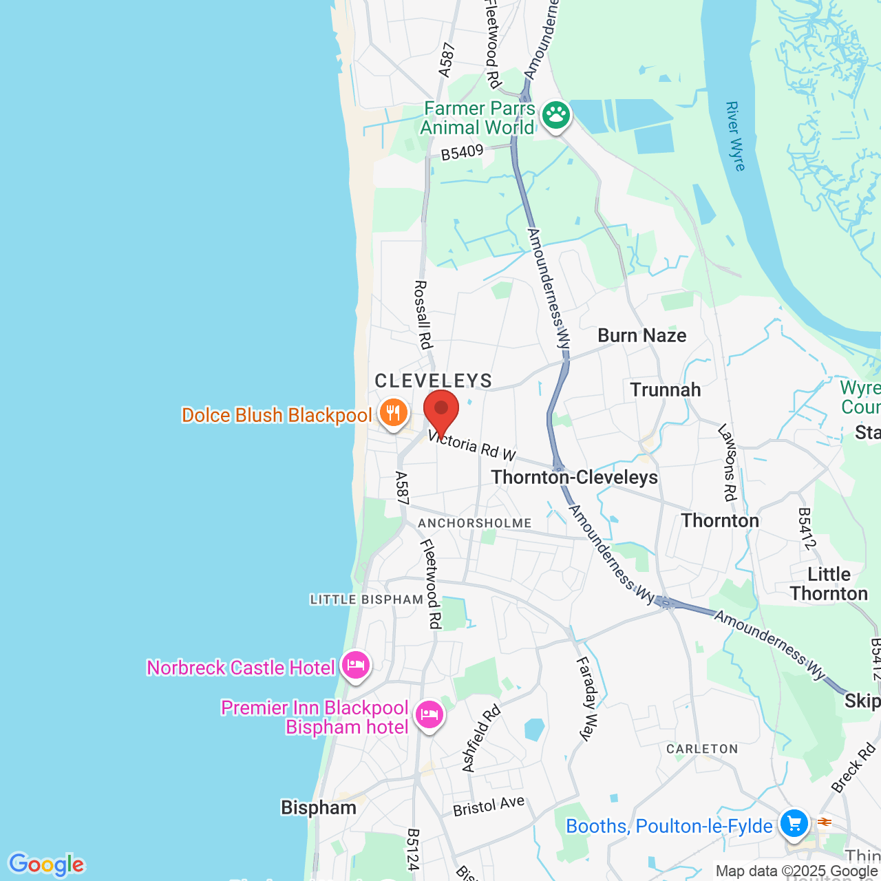 Map showing location of 150, Victoria Road West, Blackpool, United Kingdom, FY5 3NE