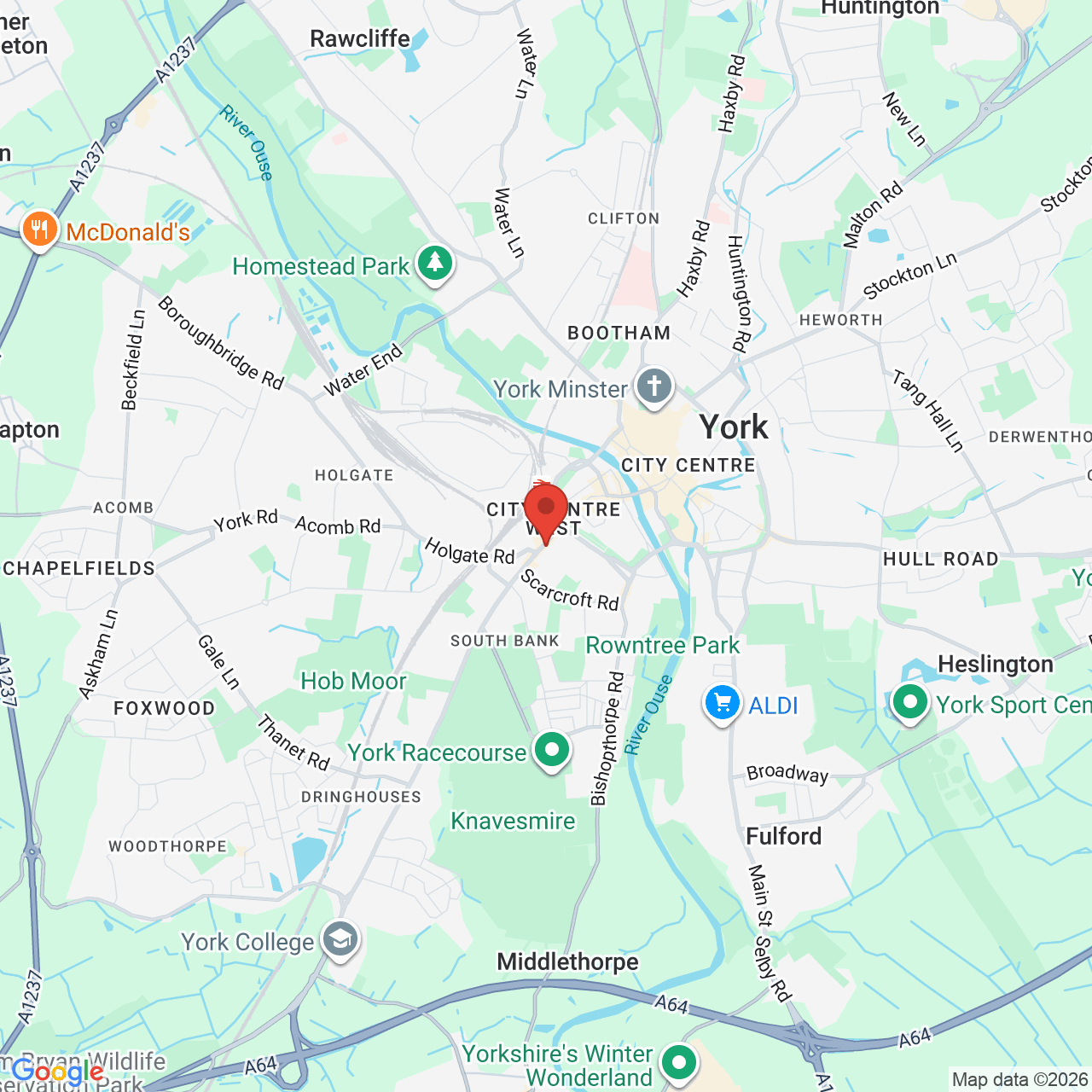Map showing location of 47, Blossom Street, York, United Kingdom, Y024 1AZ