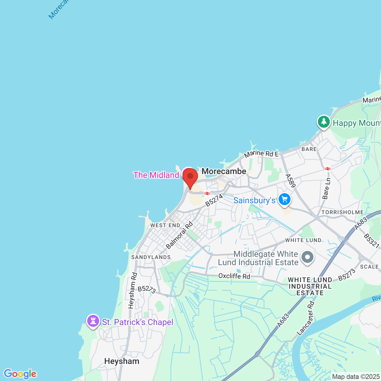Map showing location of Marine Road West, Morecambe, United Kingdom, LA4 4DB