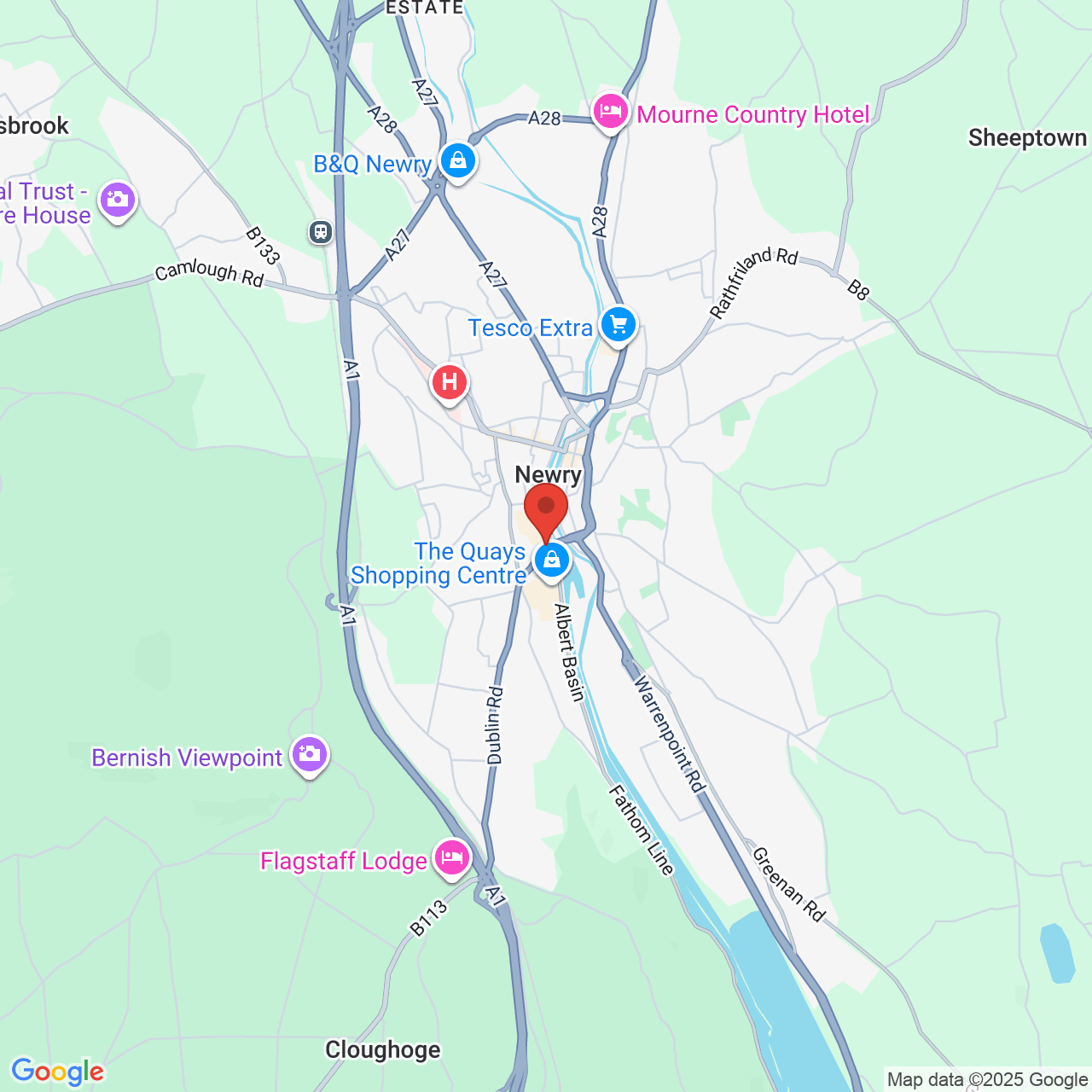 Map showing location of 21-23, Bridge Street, Newry, United Kingdom, BT35 8AE